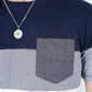 Navy Chambray Pocket Tee