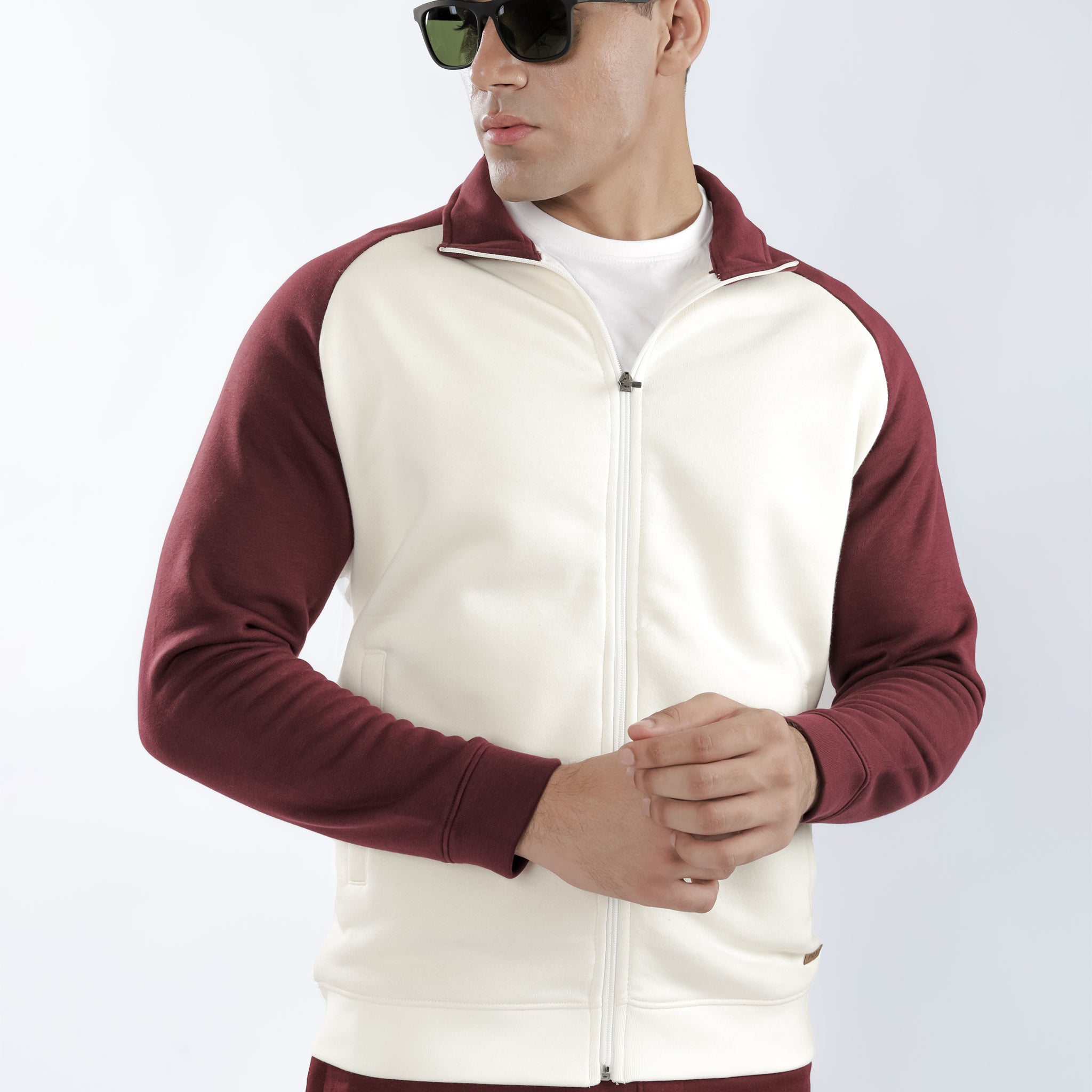 Maroon & Off white Zipper