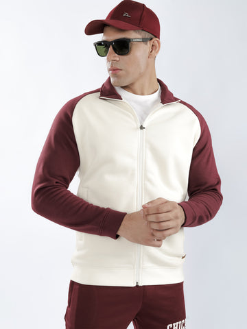 Maroon & Off white Zipper