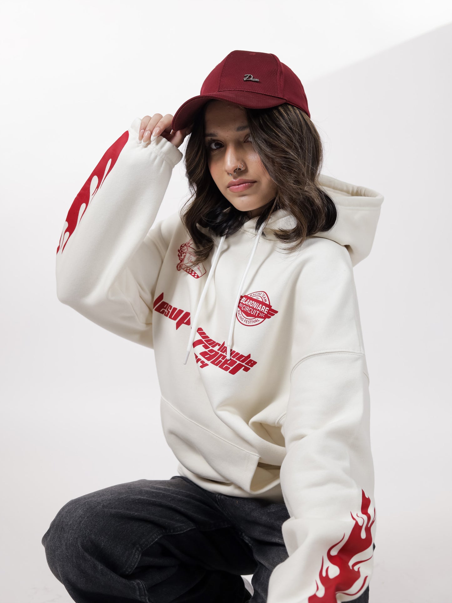 Off White Fire Graphic Hoodie