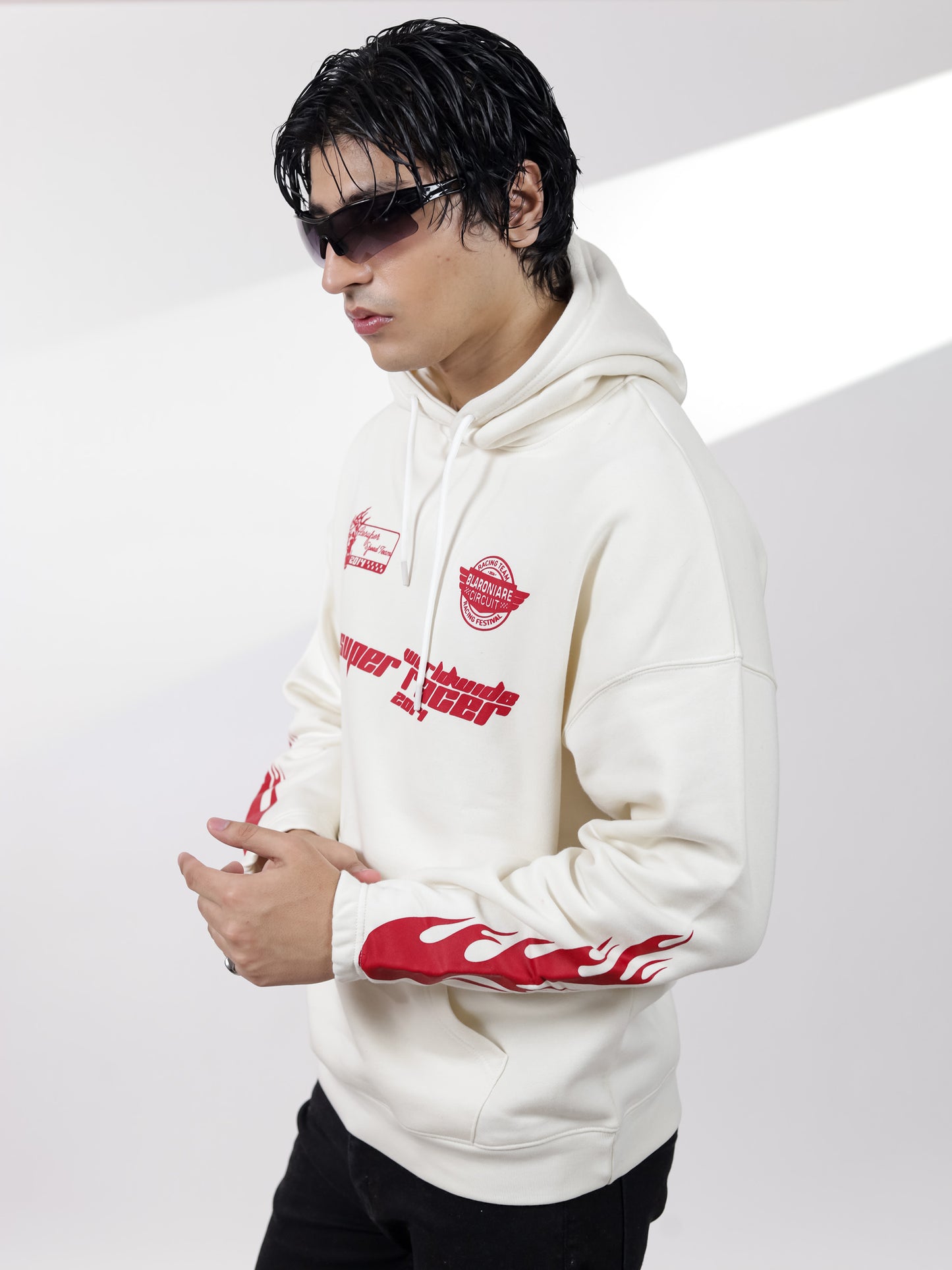 Off White Fire Graphic Hoodie