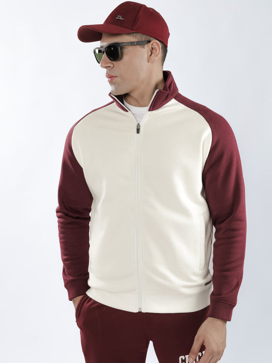Maroon & Off white Zipper