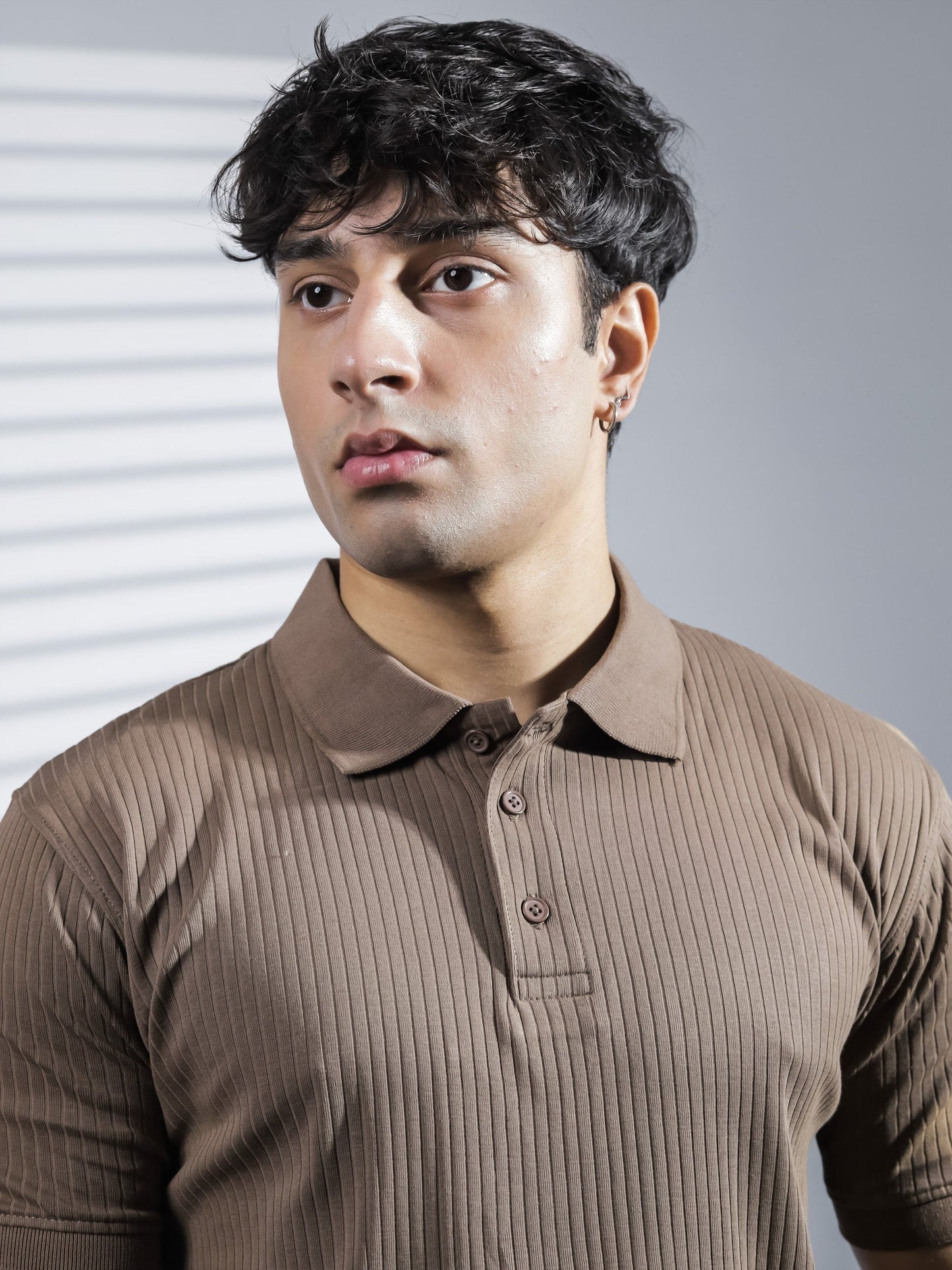 Brown Ribbed Polo