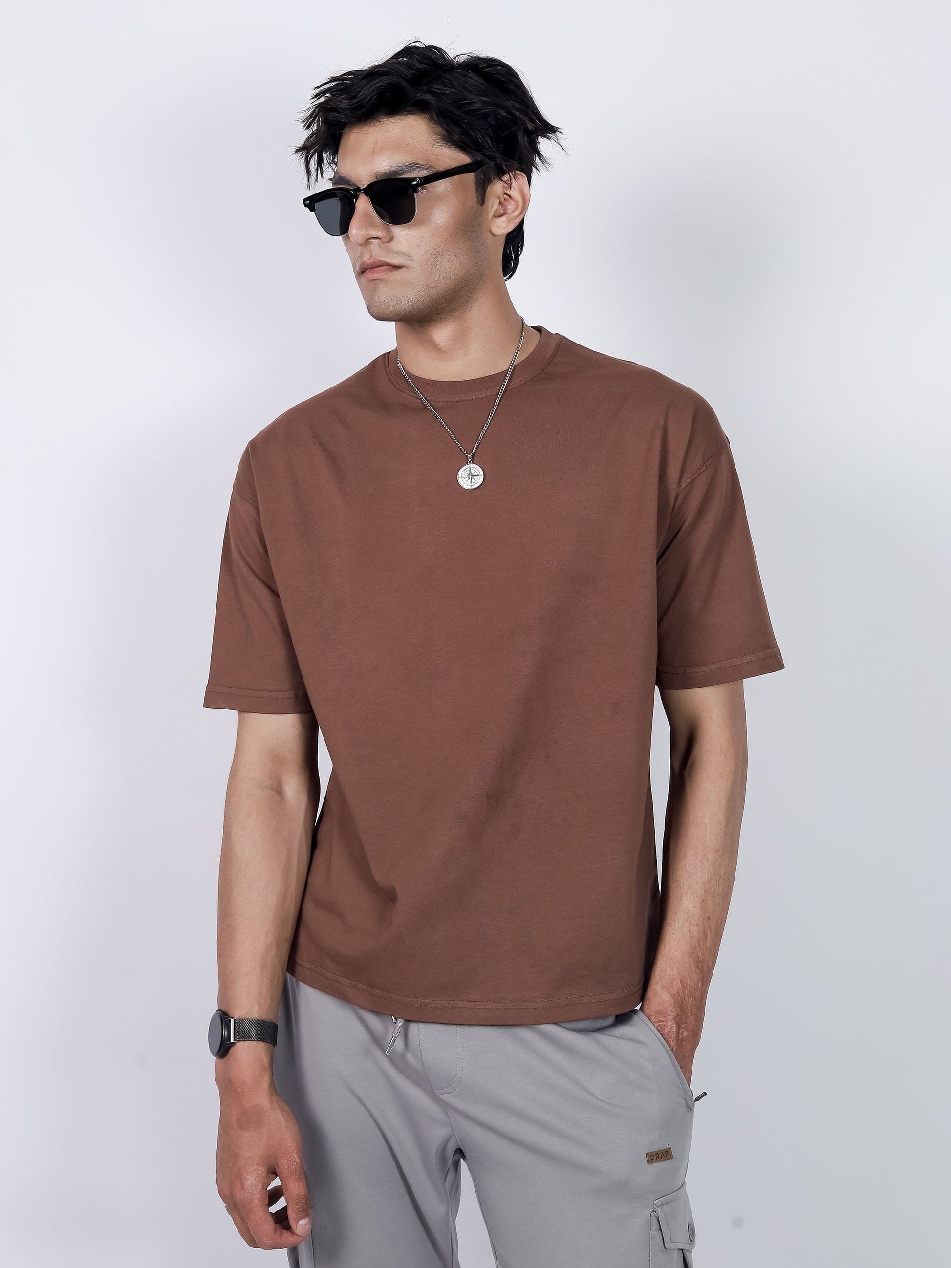 Solid Brown oversize Tee
