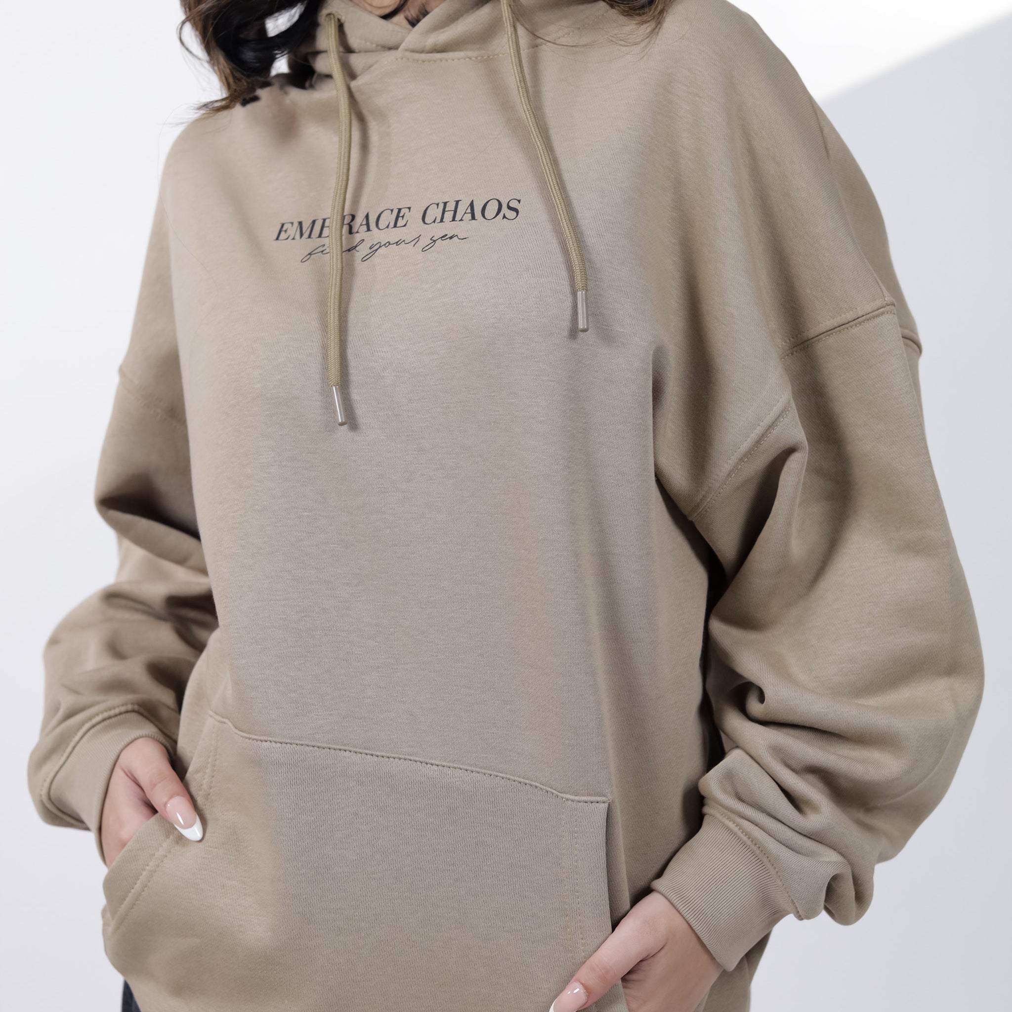 Beige Graphic Hoodie