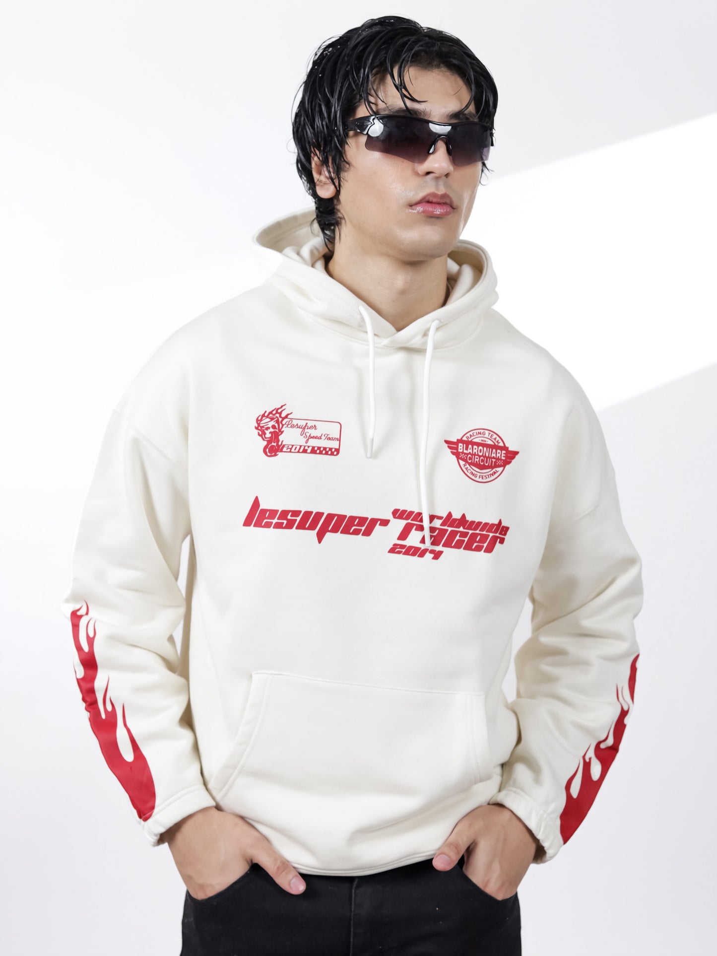 Off White Fire Graphic Hoodie