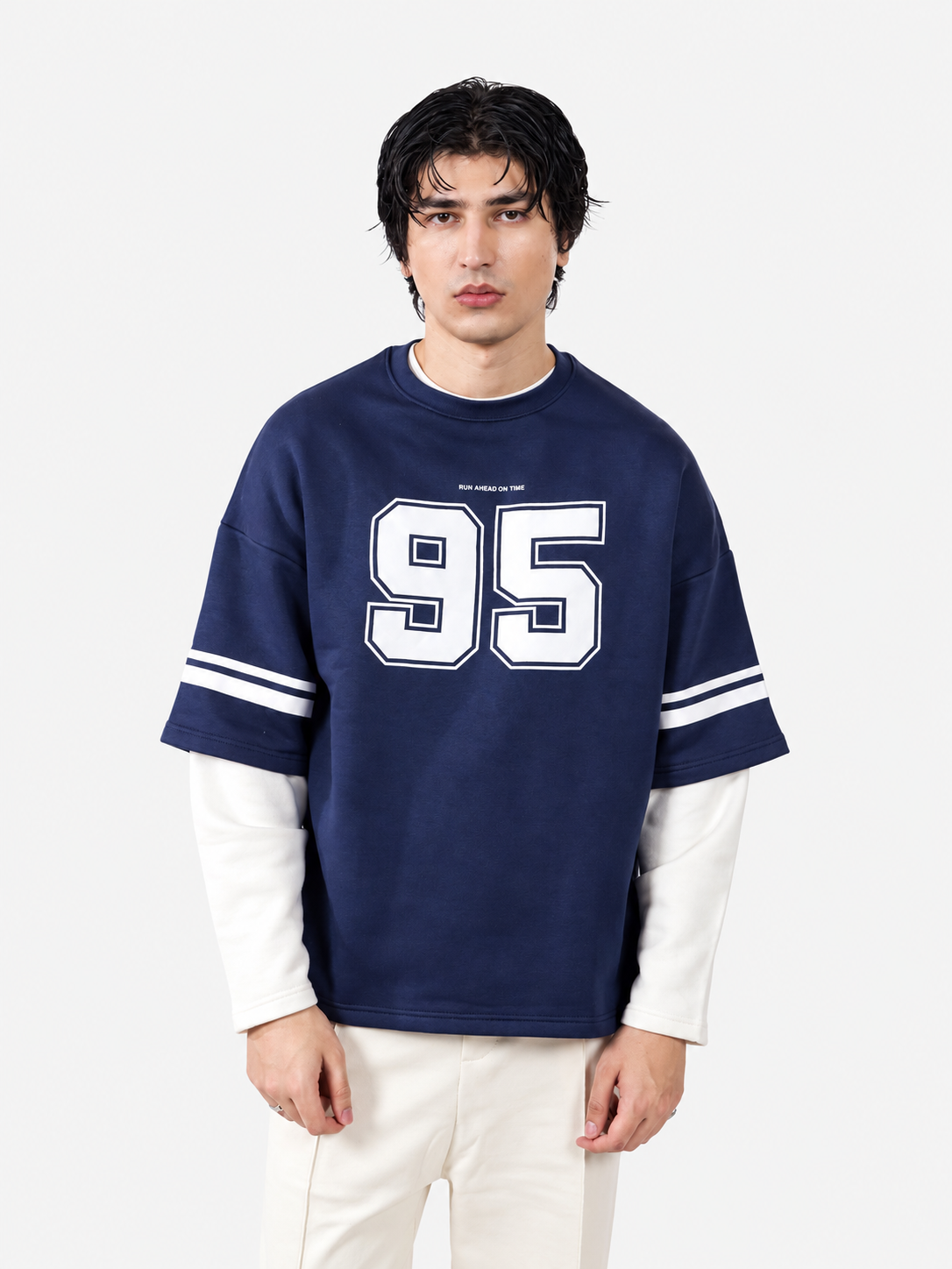 Navy Under Sleeve Sweatshirt
