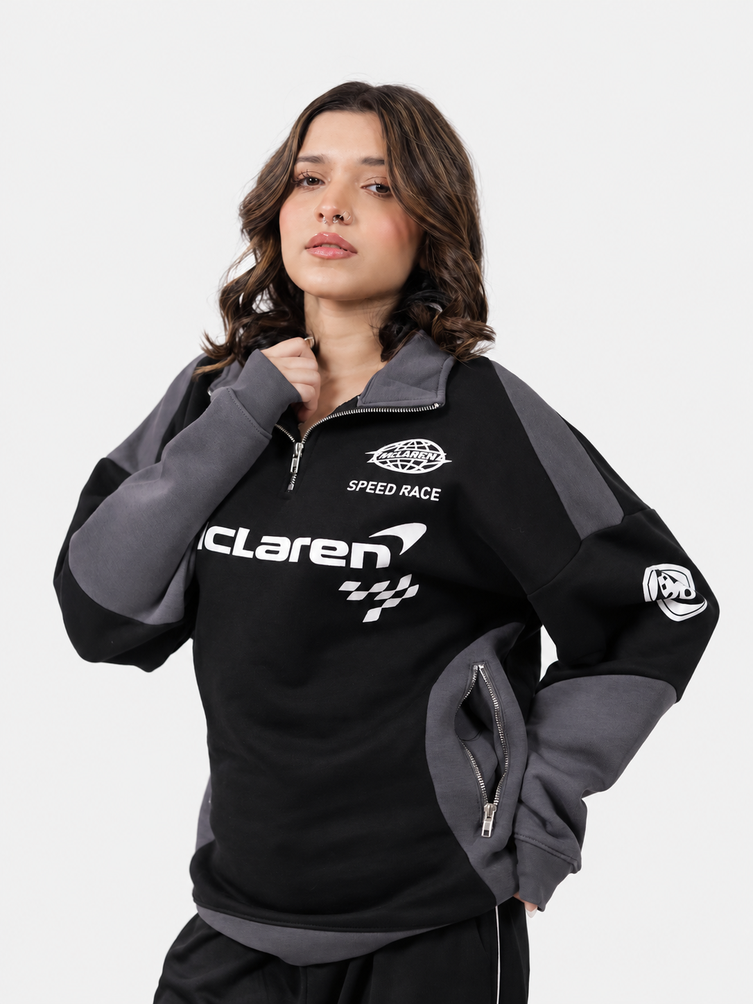 Black & Smoke Grey Quarter Zipper