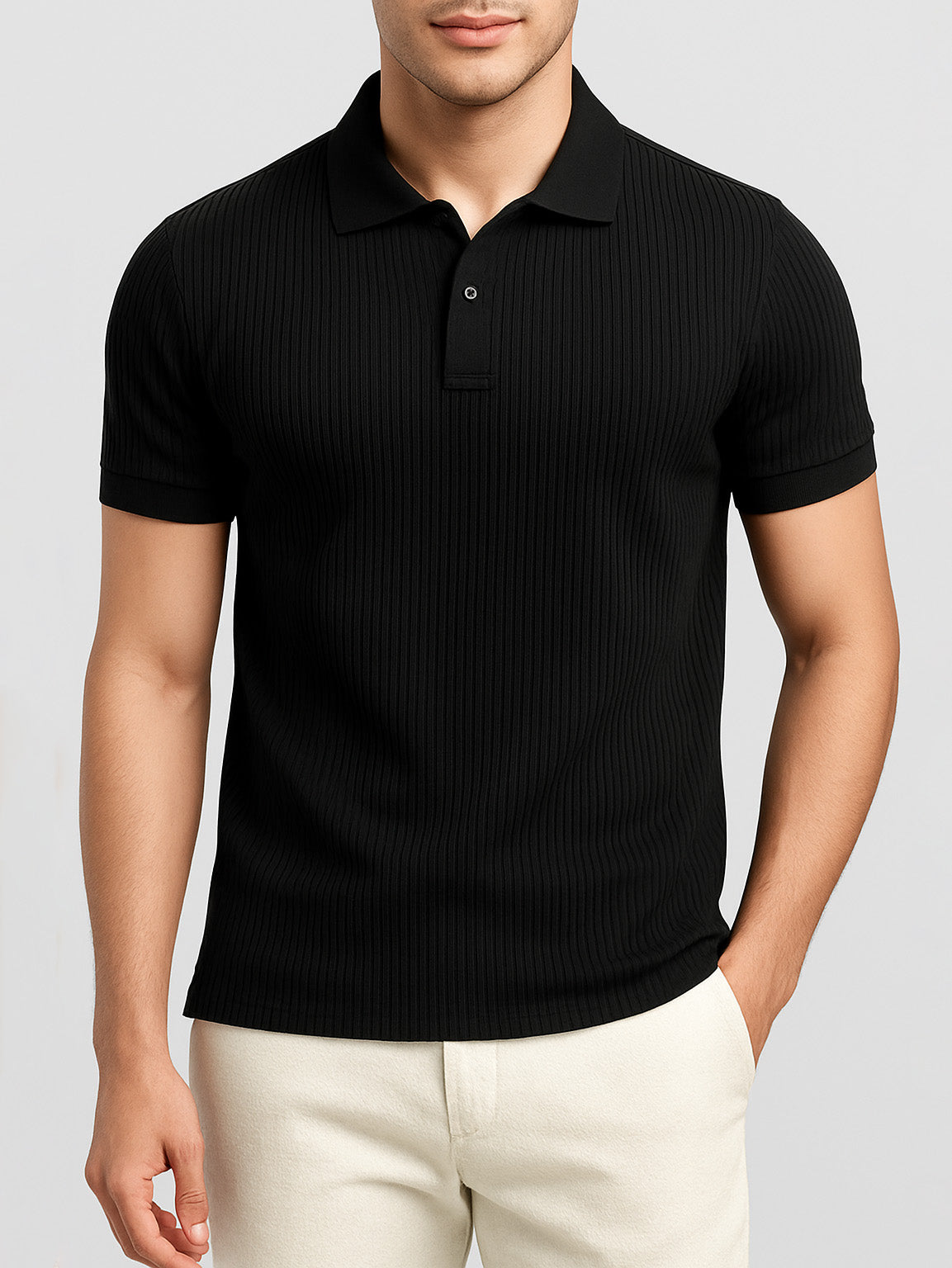 Black Ribbed Polo