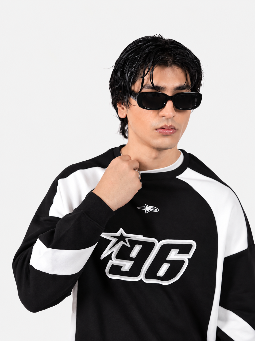 Black & White Racer Digit Sweatshirt