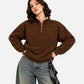 Brown Sherpa Half Zipper