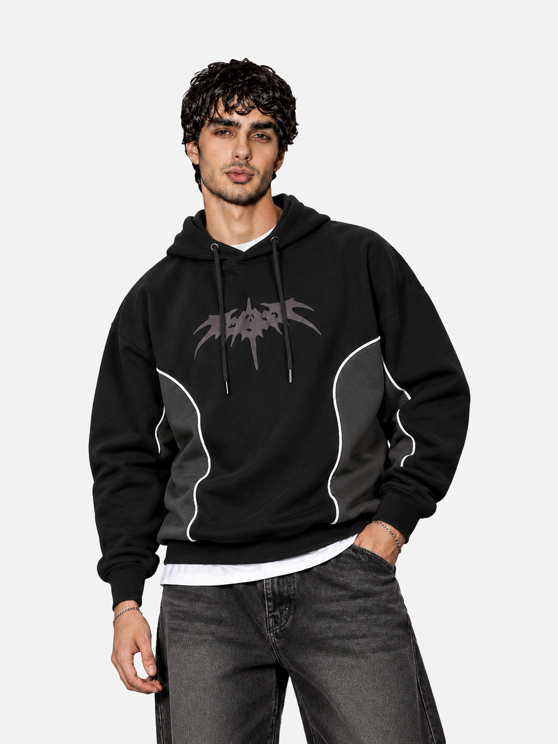 Black Cut & Sew Hoodie