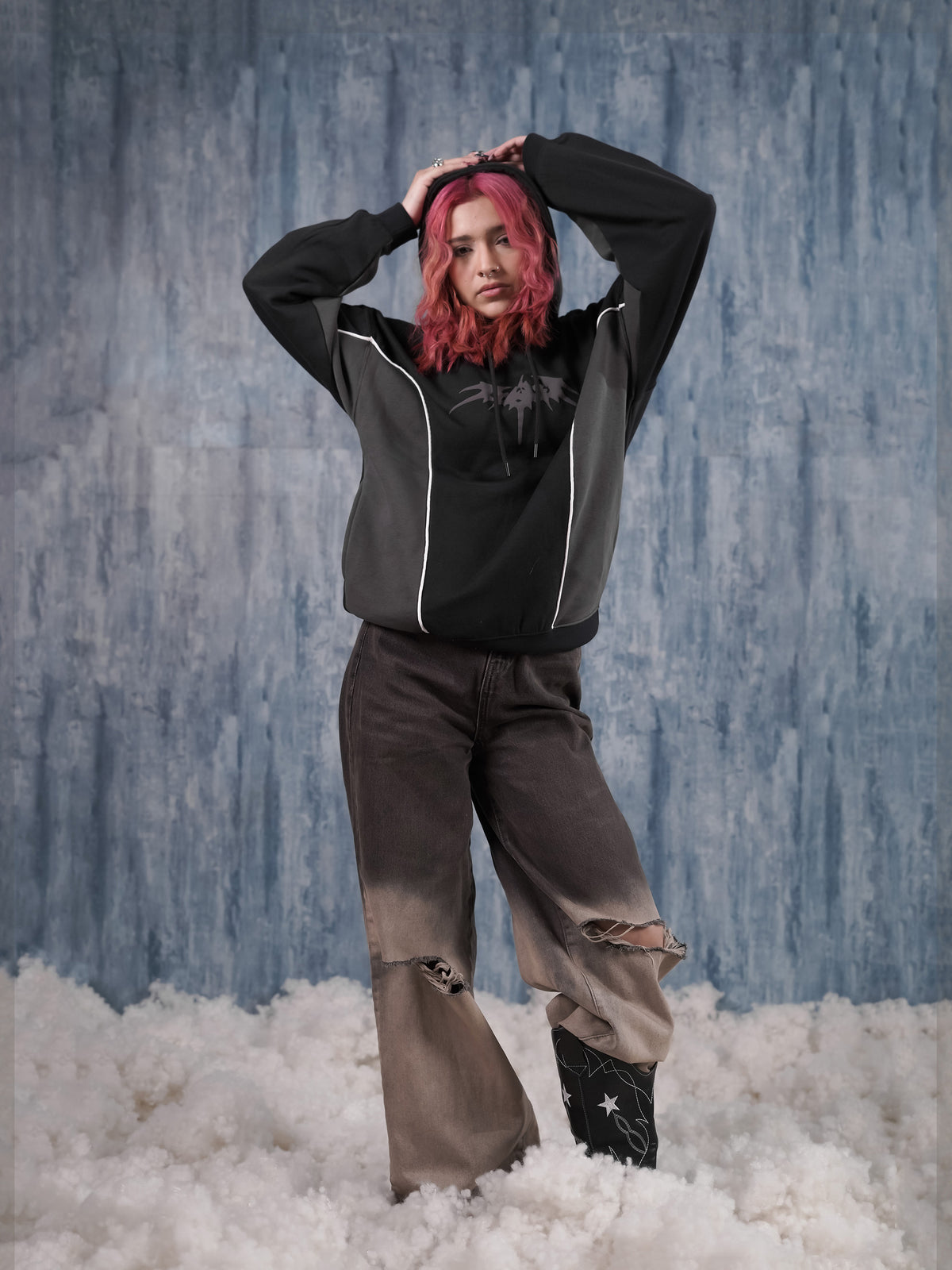 Black Cut & Sew Hoodie