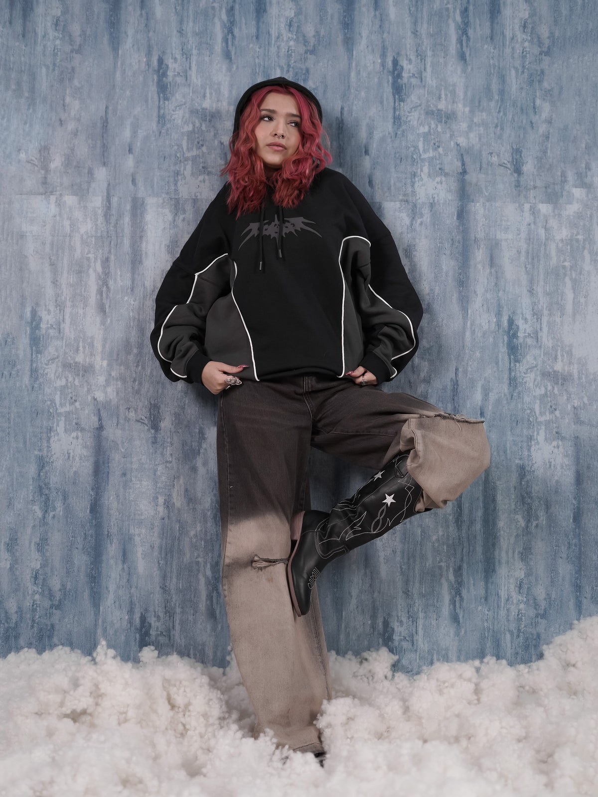Black Cut & Sew Hoodie
