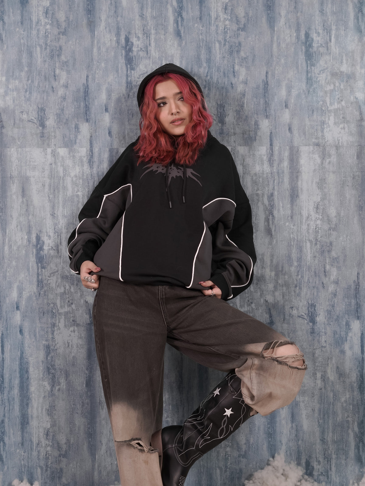Black Cut & Sew Hoodie