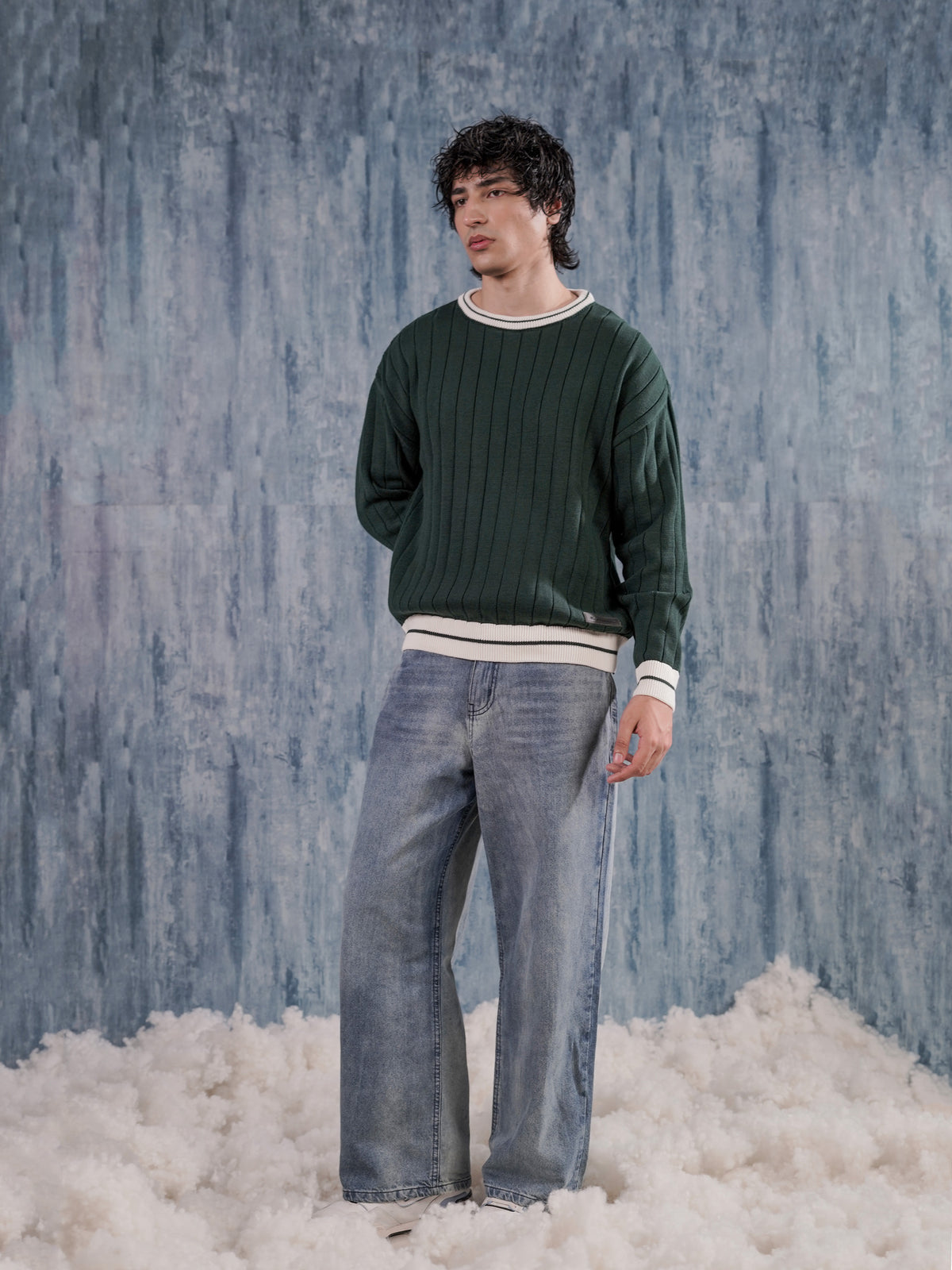 Green knitted sweater for men in pakistan
