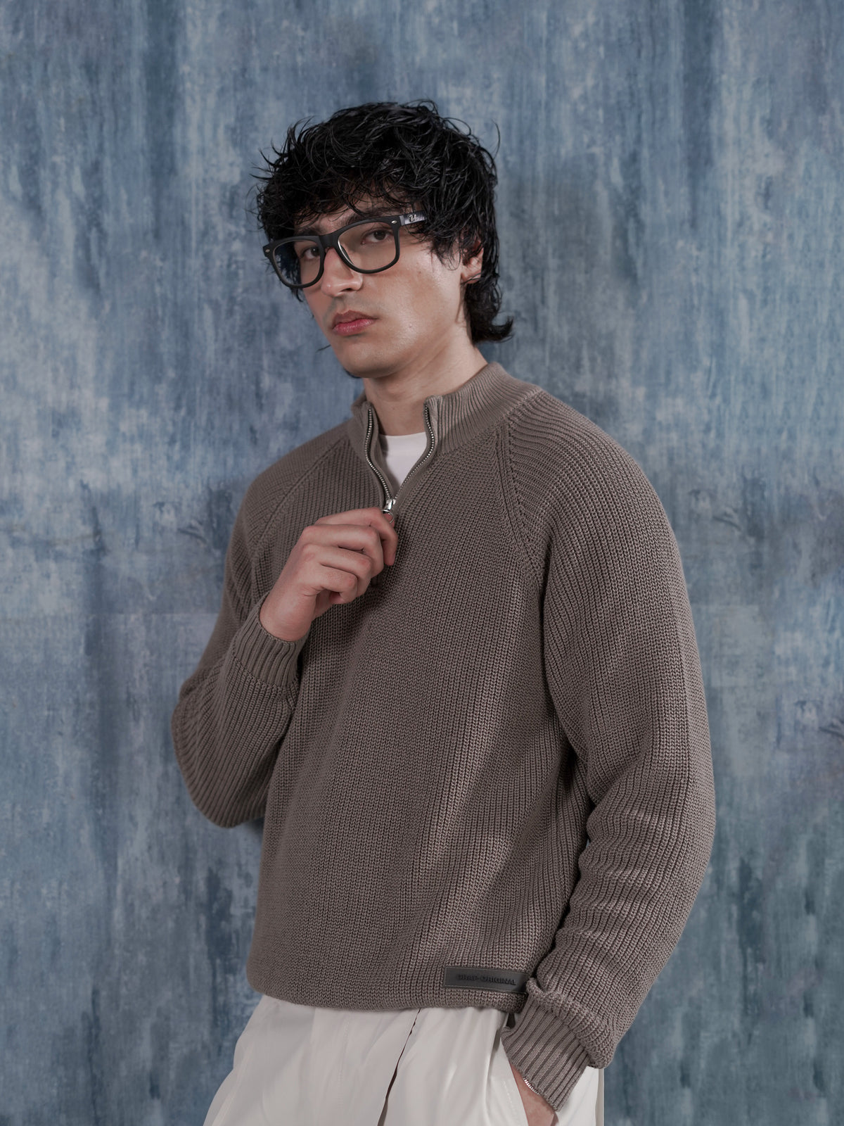 Beige Half Zip Sweater