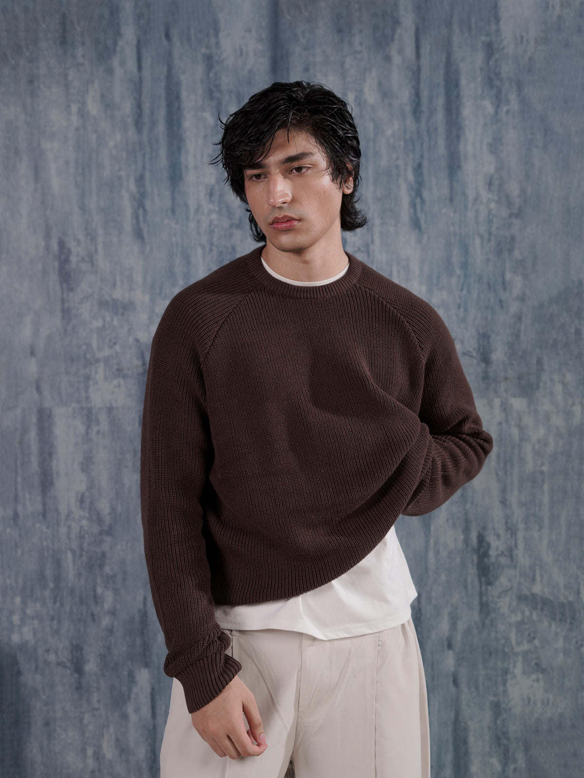 Brown tuk knit sweater for men in Pakistan