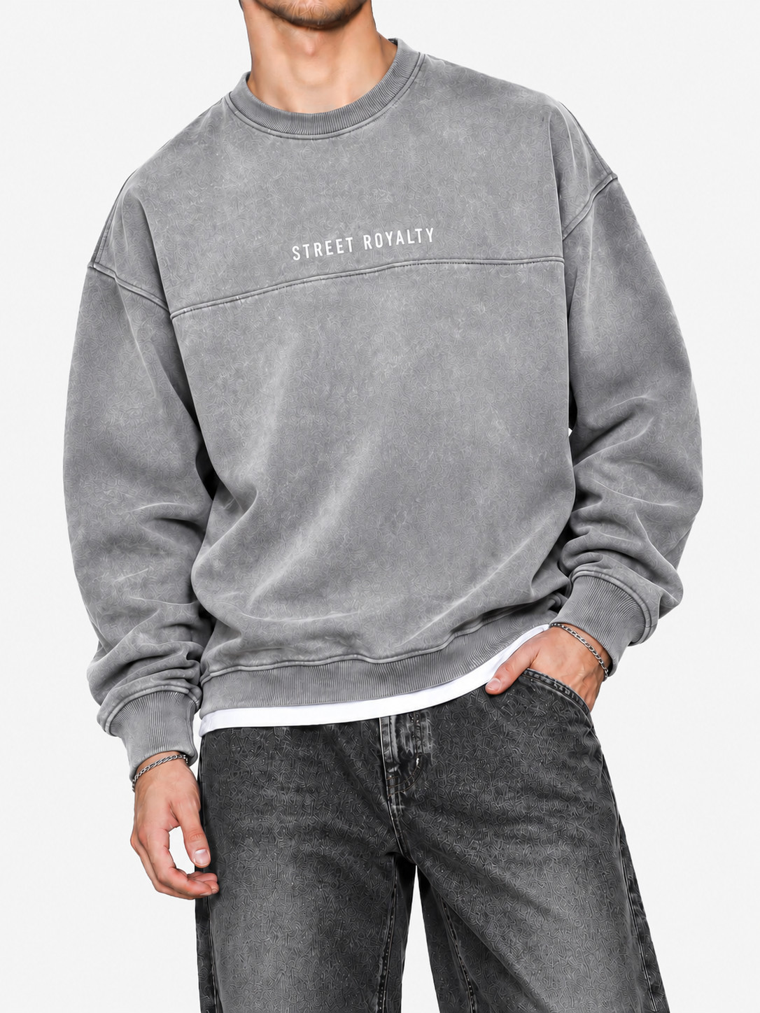 Washed Grey Street Royalty Sweatshirt