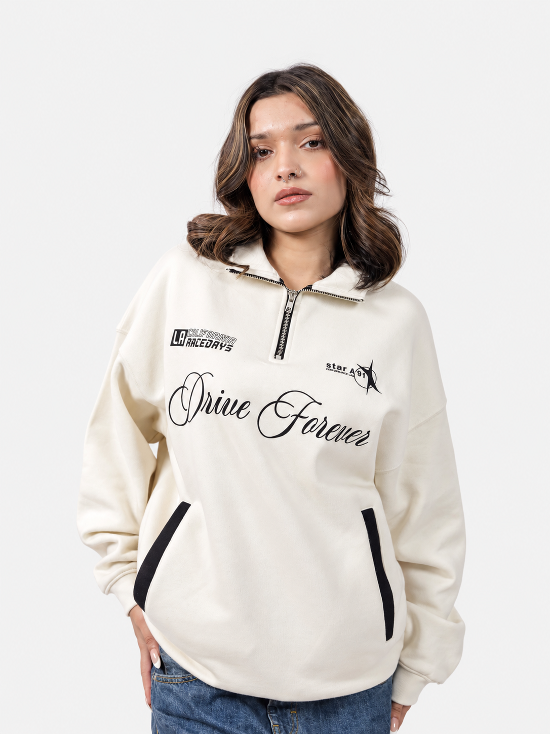 Off White Quarter Zipper