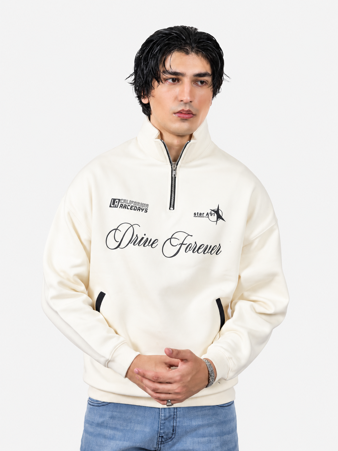 Off White Quarter Zipper