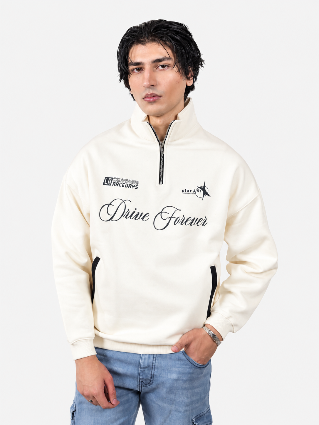 Off White Quarter Zipper