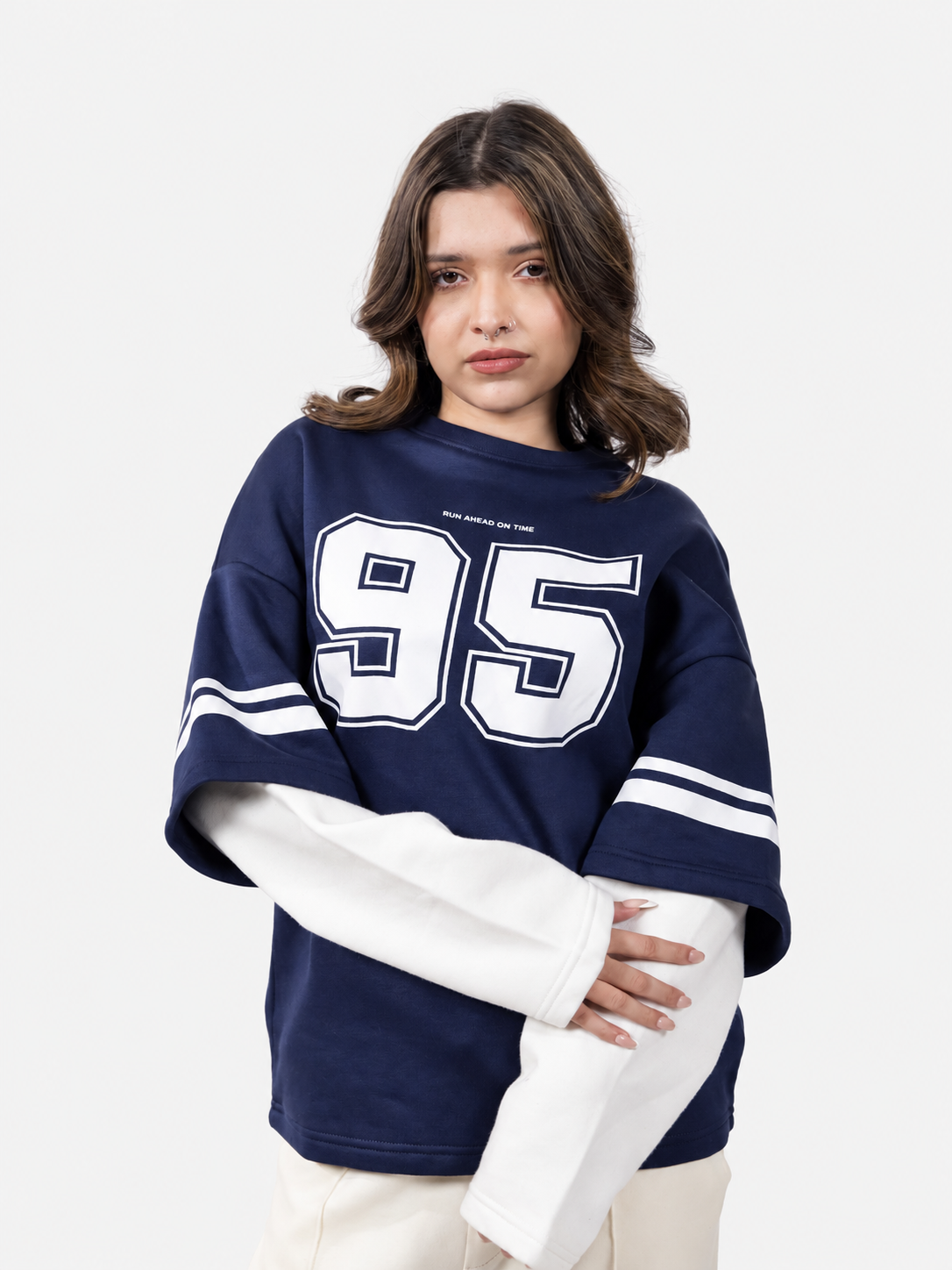 Navy Under Sleeve Sweatshirt