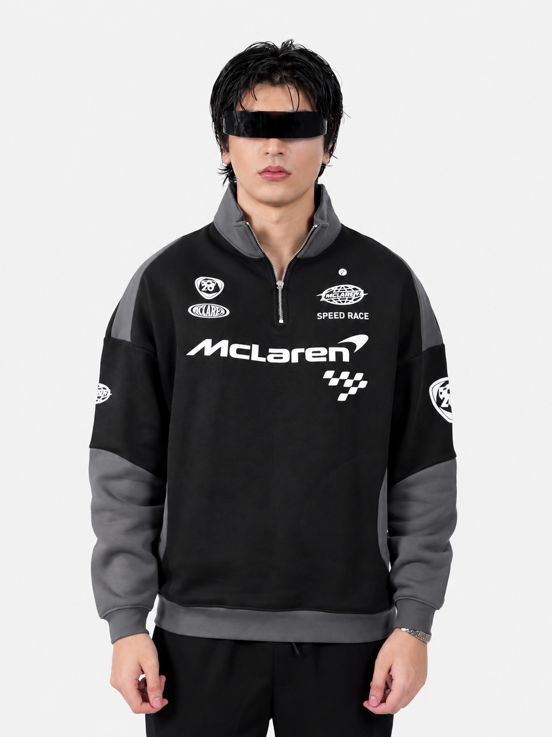 Black & Smoke Grey Quarter Zipper