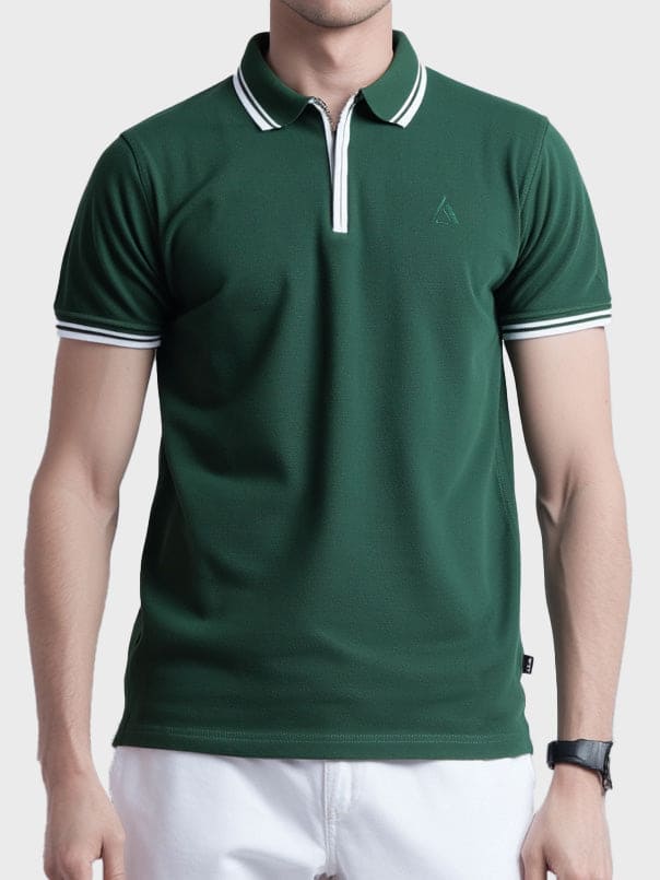 Green Zipper Polo