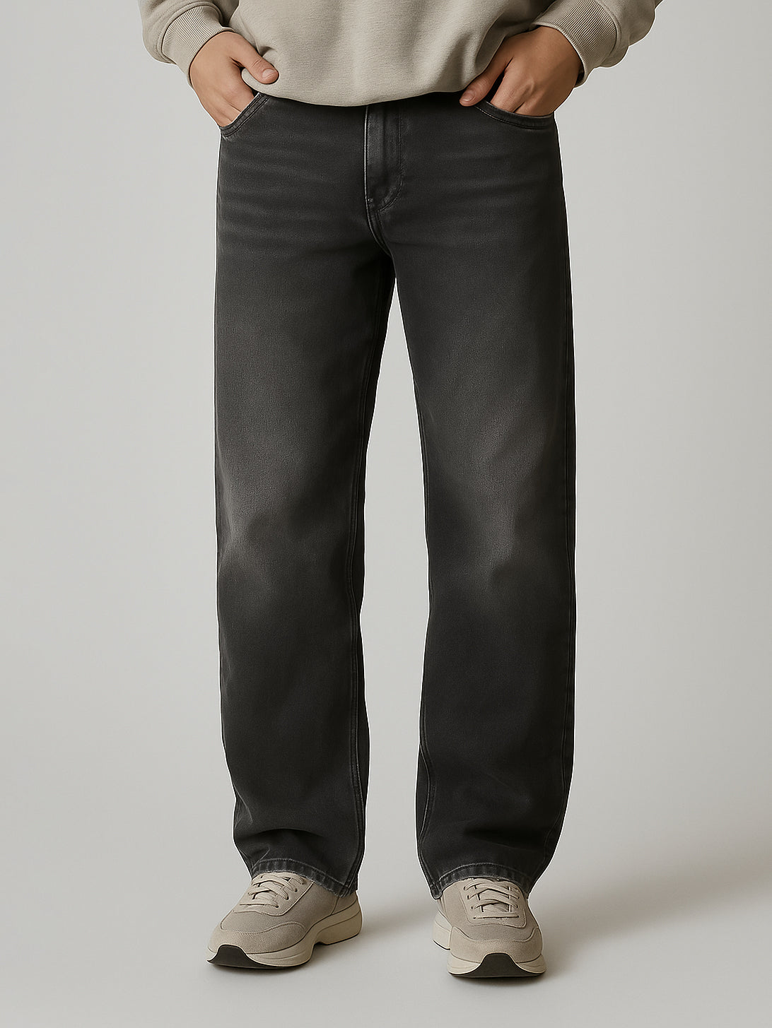 Gray Straight Fit Jeans