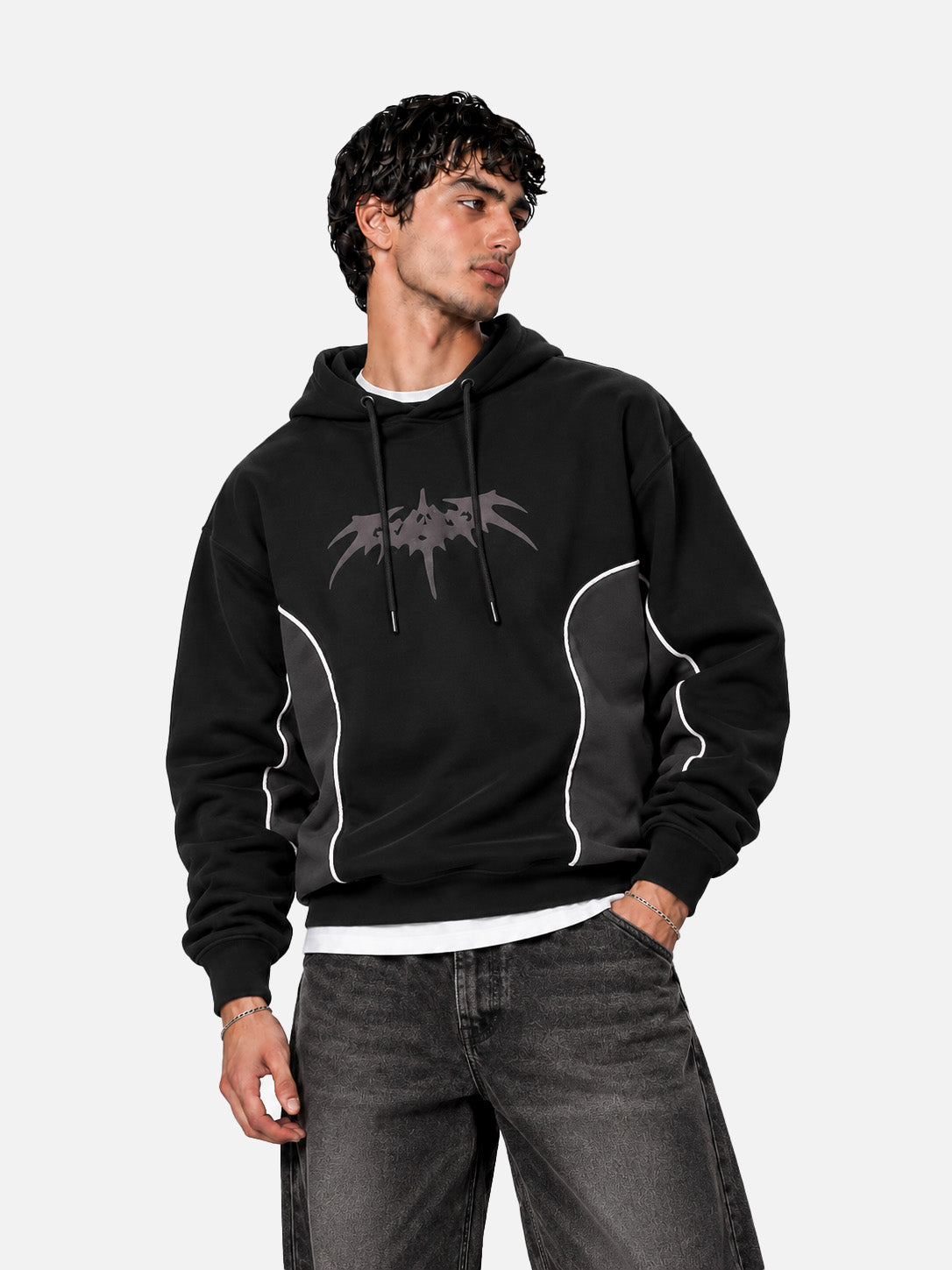Black Cut & Sew Hoodie