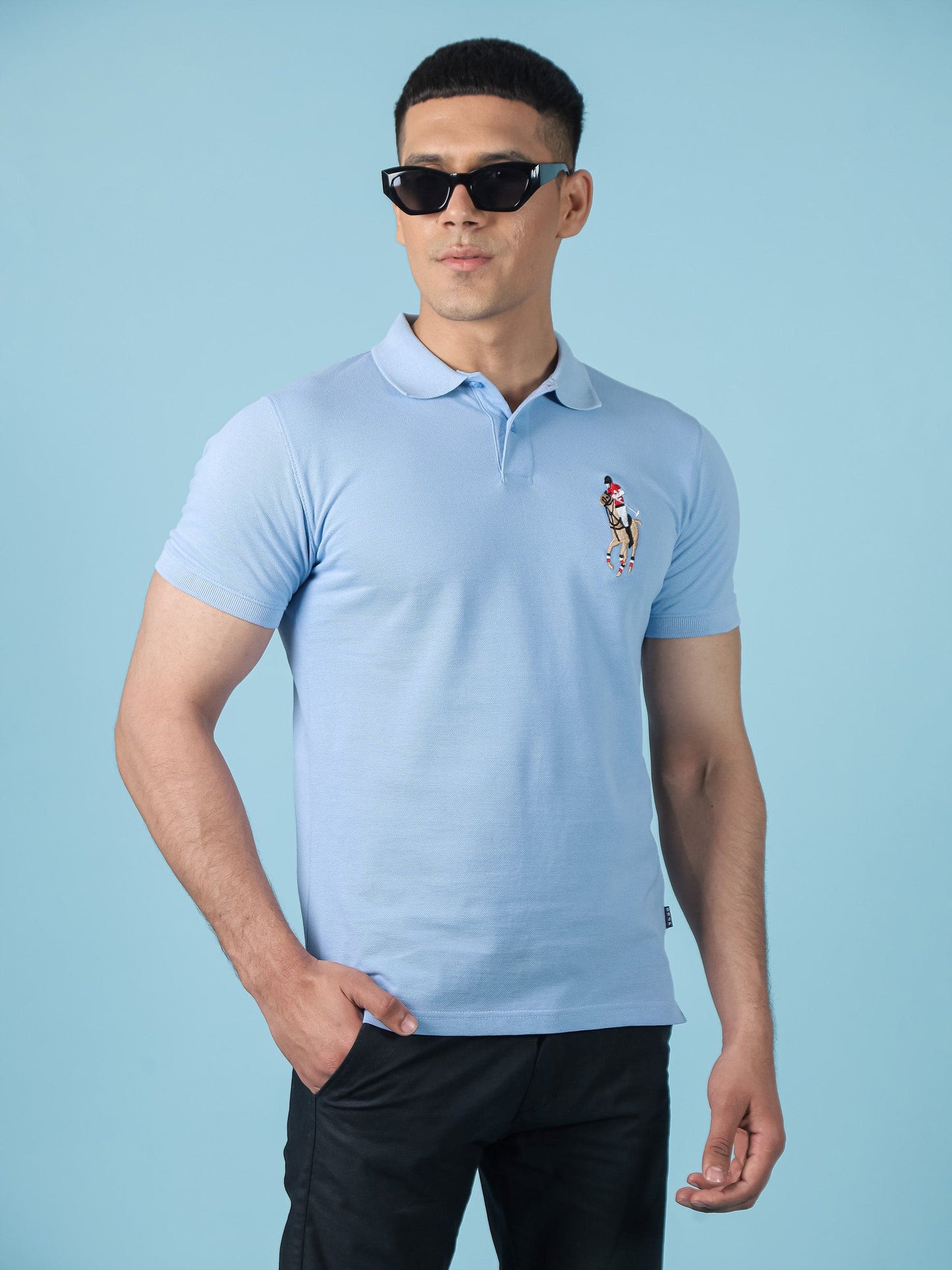 Sky Blue Embroidery Polo