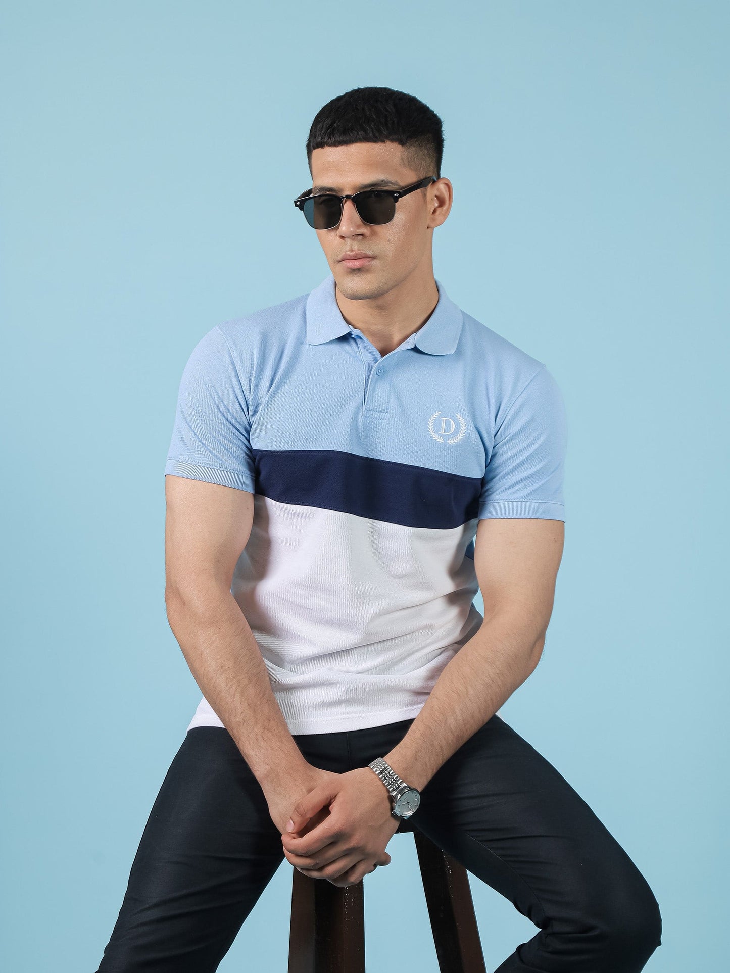 Sky Blue Color Panel Polo