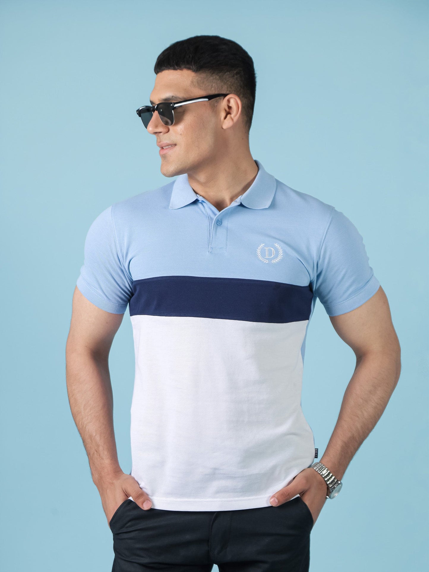 Sky Blue Color Panel Polo