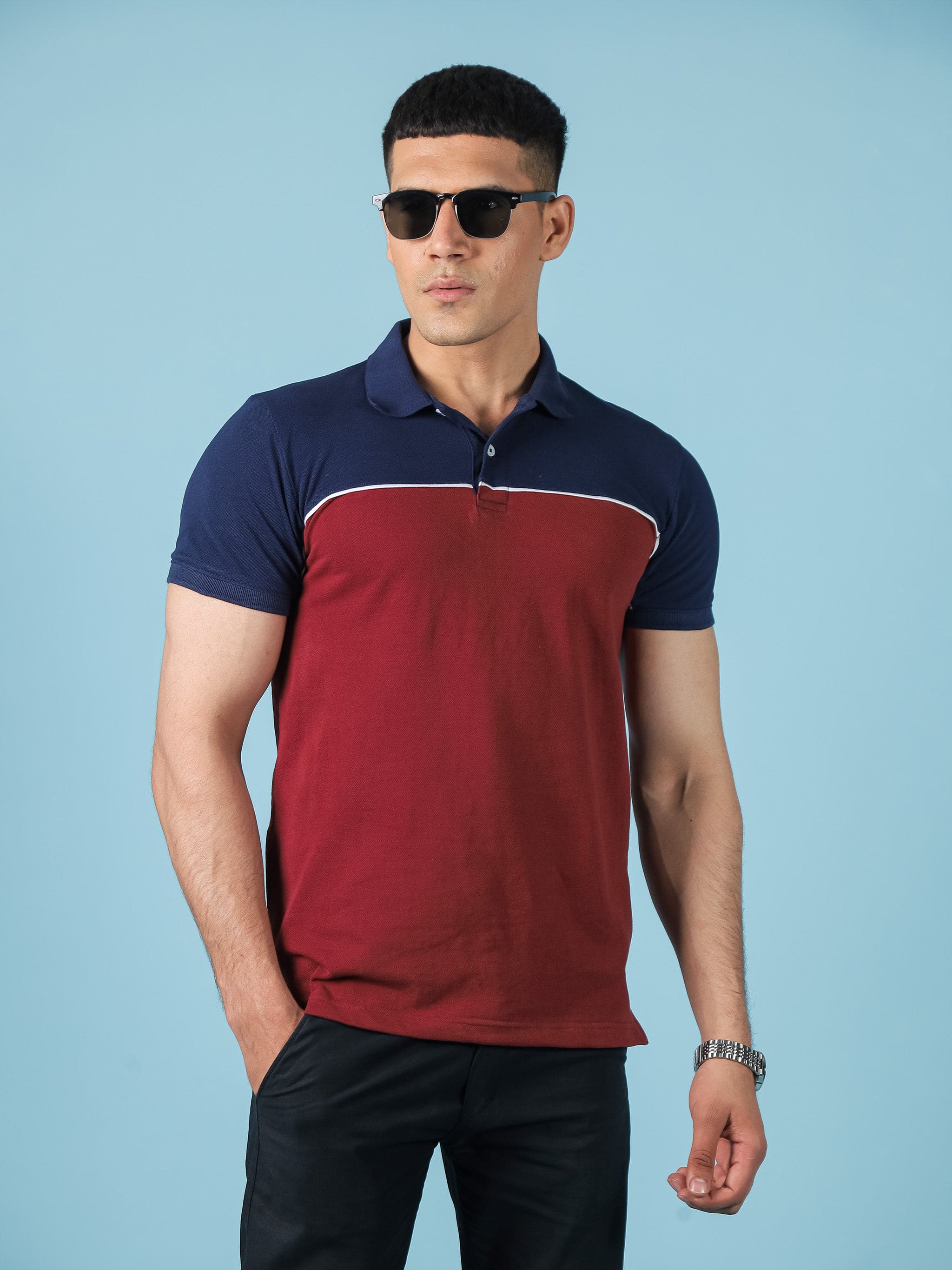 Navy / Red Color Panel Polo