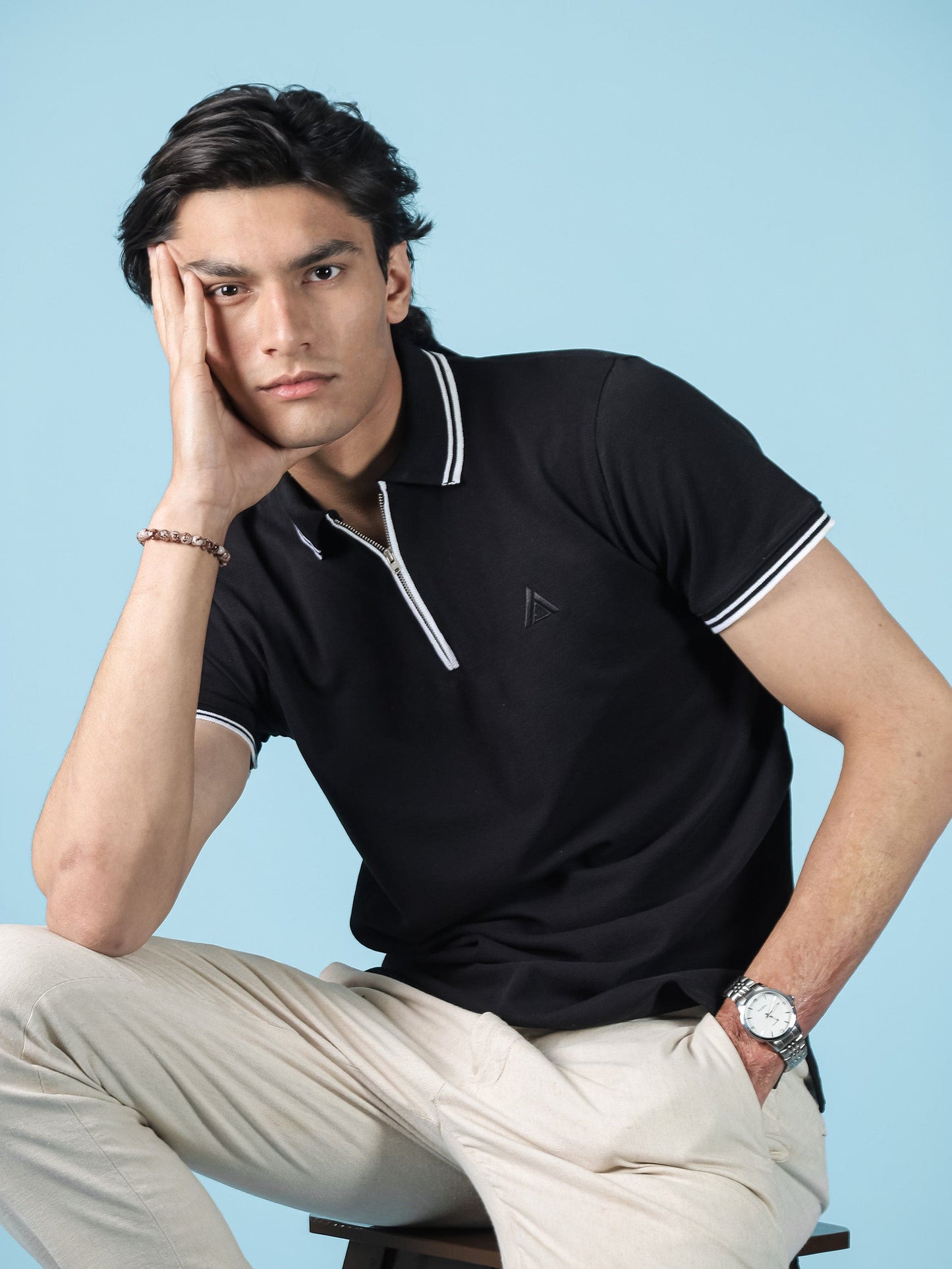 Black Zipper Polo