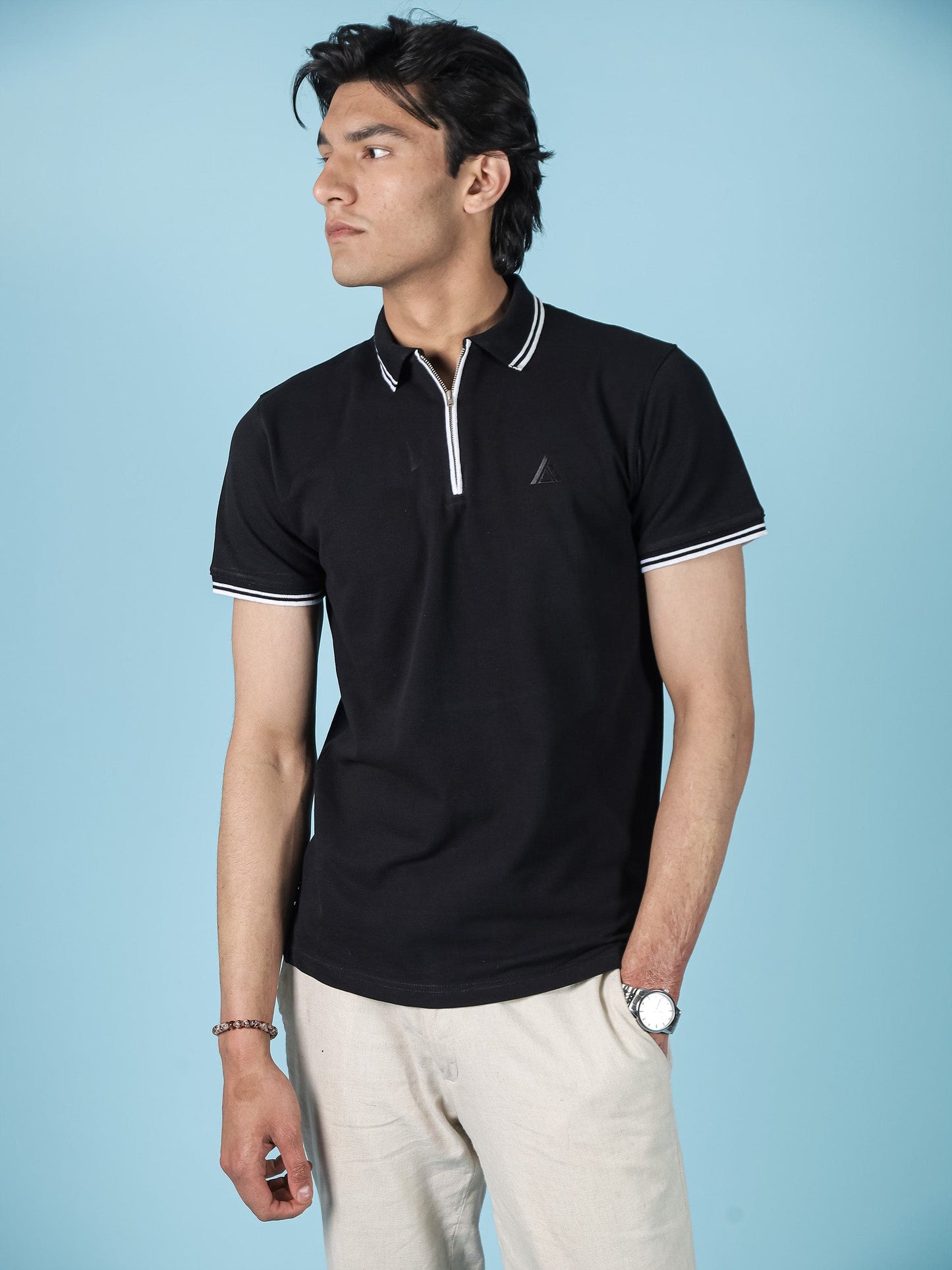 Black Zipper Polo