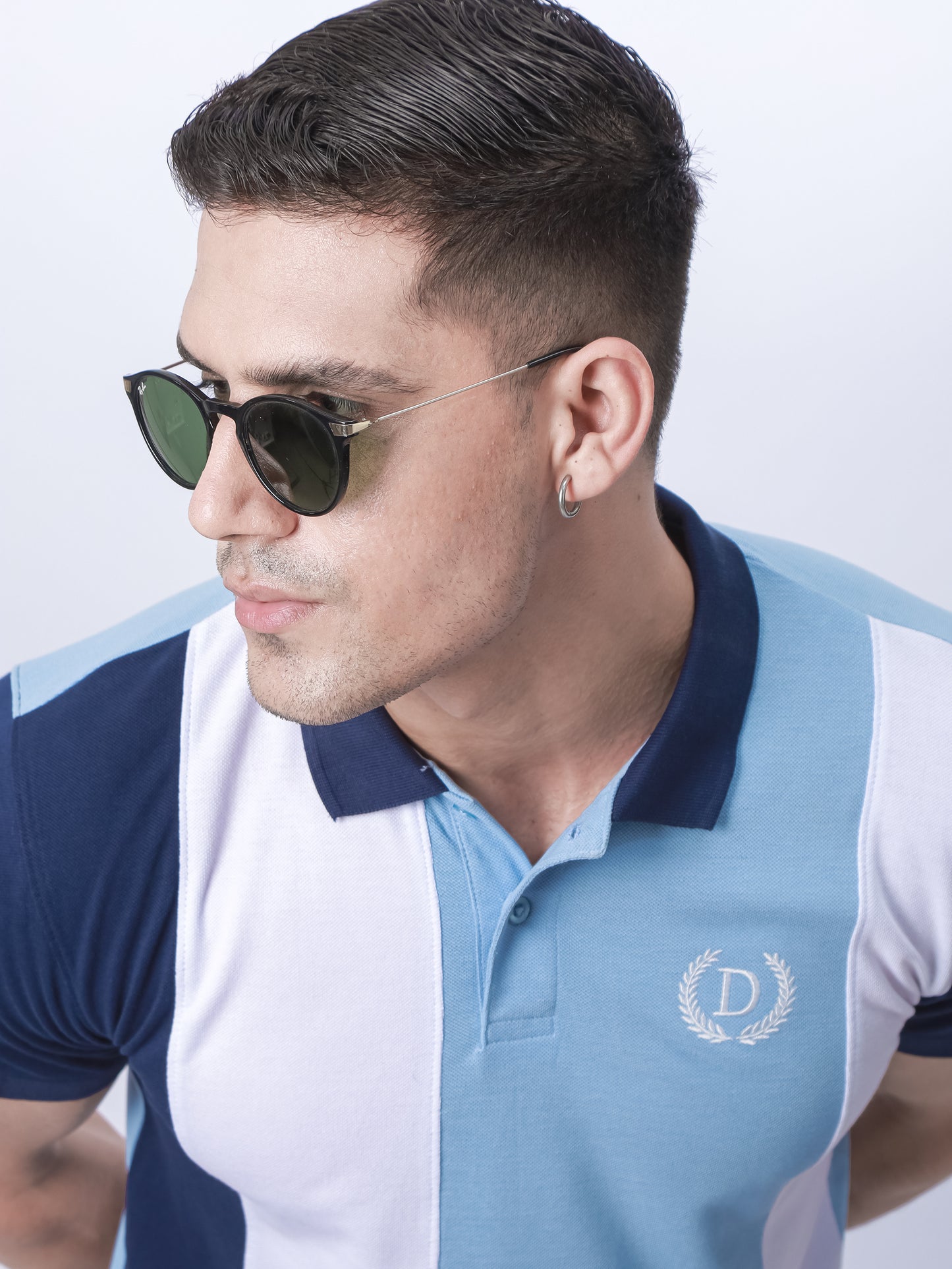 Blue Color Block Polo
