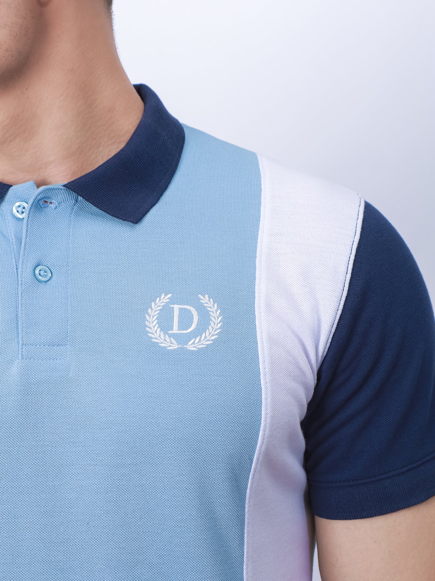 Blue Color Block Polo