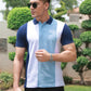 Blue Color Block Polo