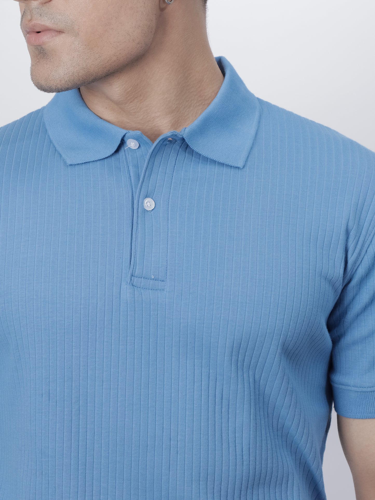 Blue Ribbed Polo