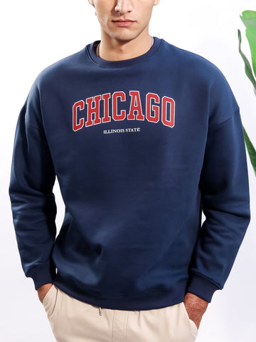 Navy Oversized Graphic Sweatshirt