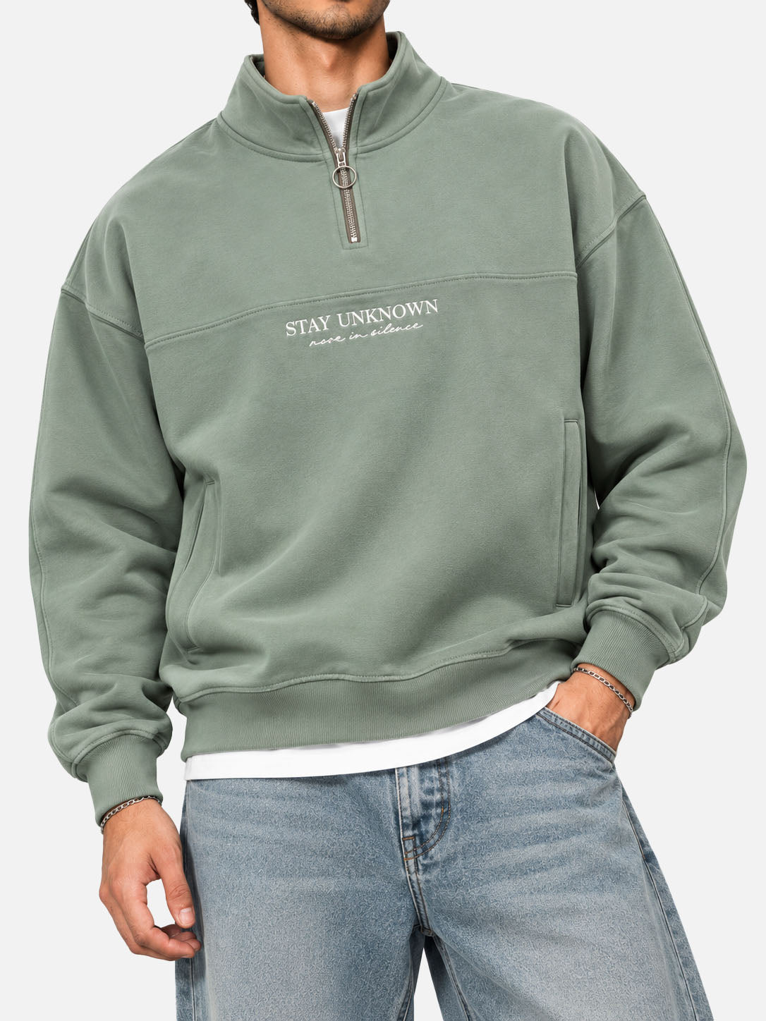 Stay Unknown Sage Quarter-Zip