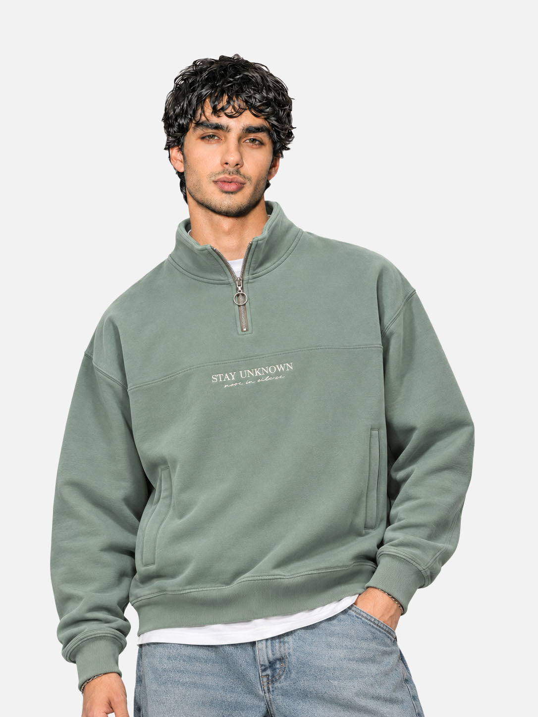 Stay Unknown Sage Quarter-Zip