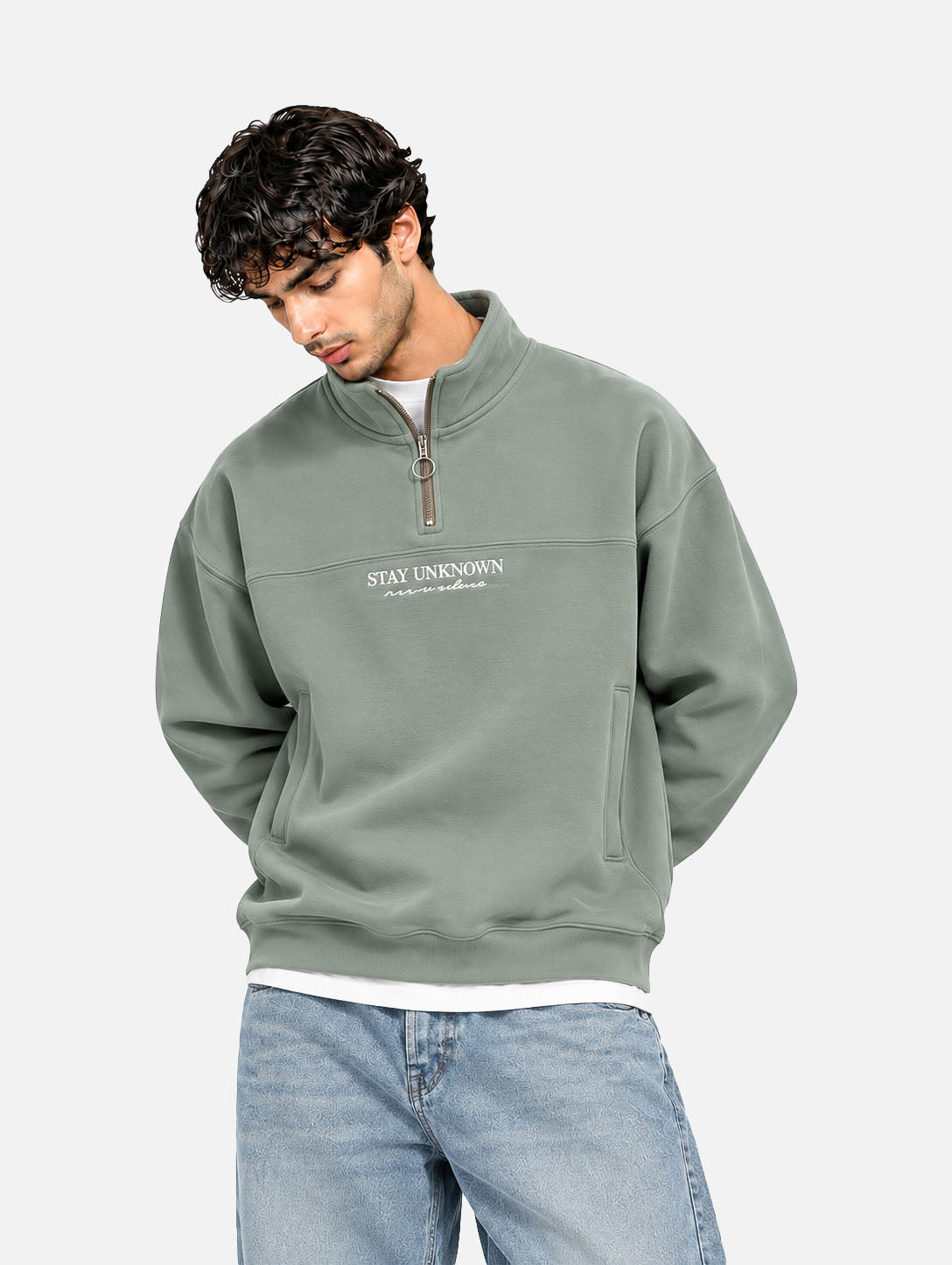 Stay Unknown Sage Quarter-Zip