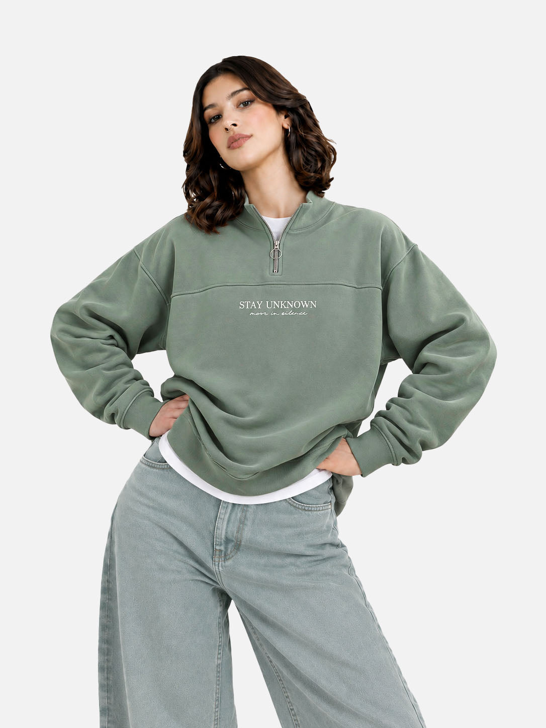 Stay Unknown Sage Quarter-Zip