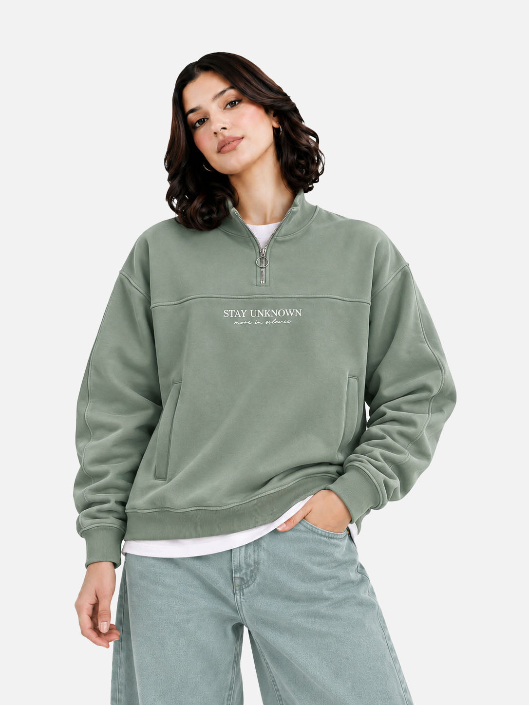 Stay Unknown Sage Quarter-Zip