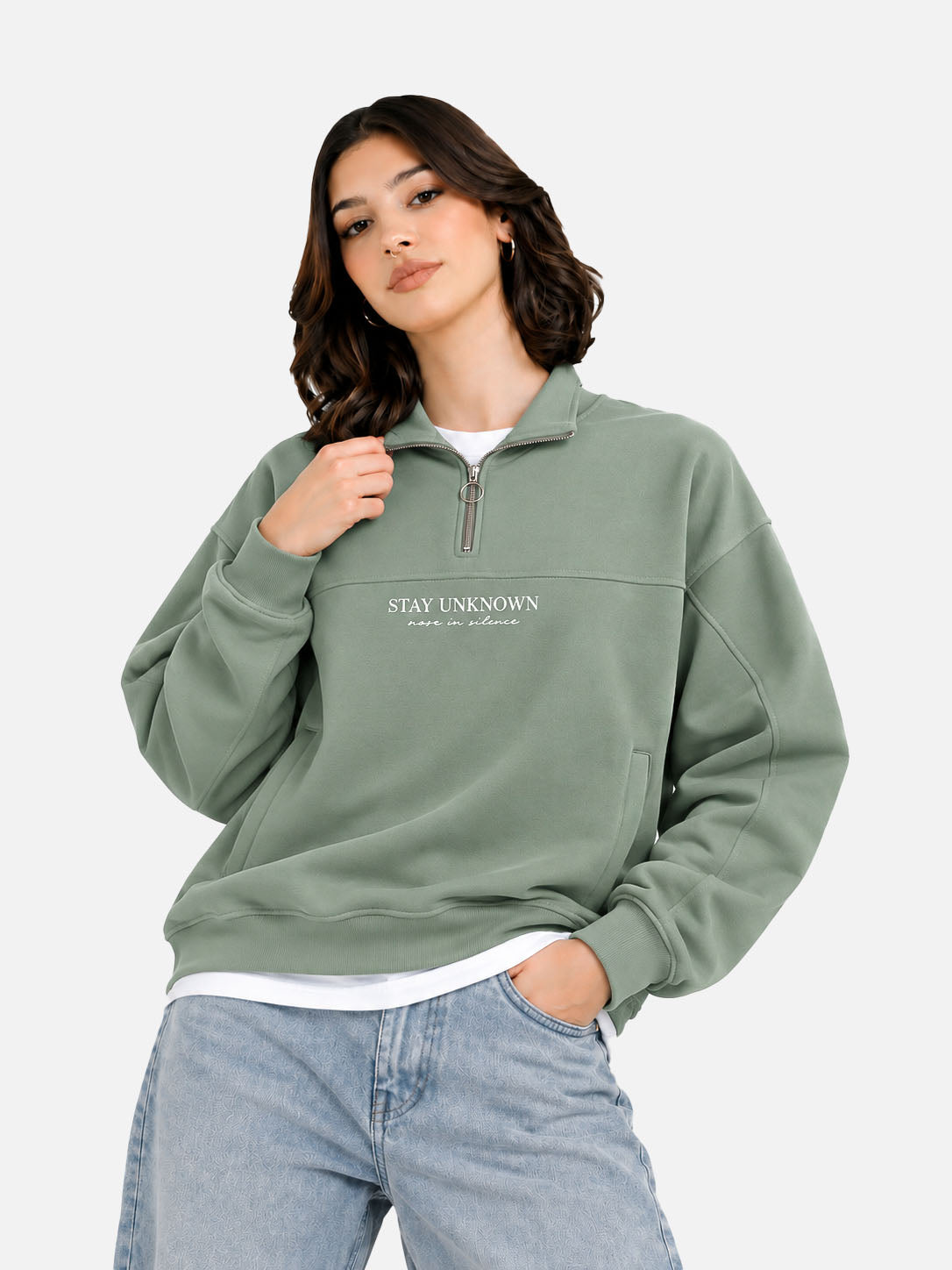 Stay Unknown Sage Quarter-Zip