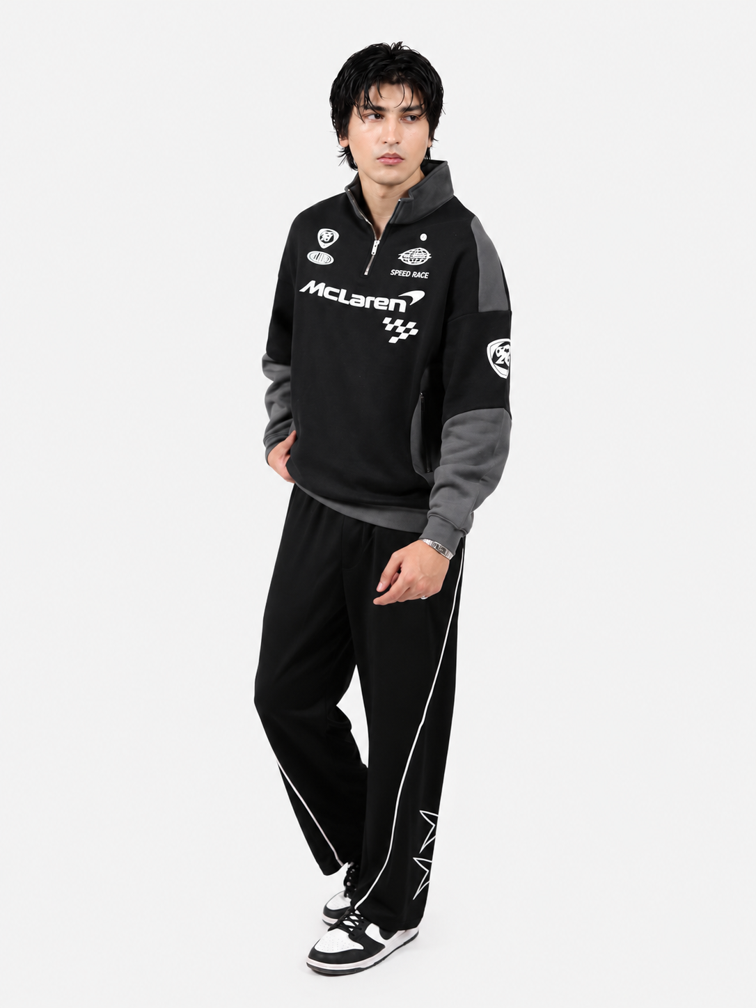 Black & Smoke Grey Quarter Zipper