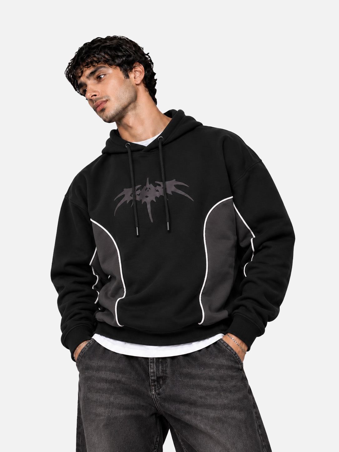 Black Cut & Sew Hoodie